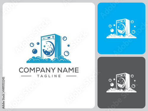 washing machine logo vector design
