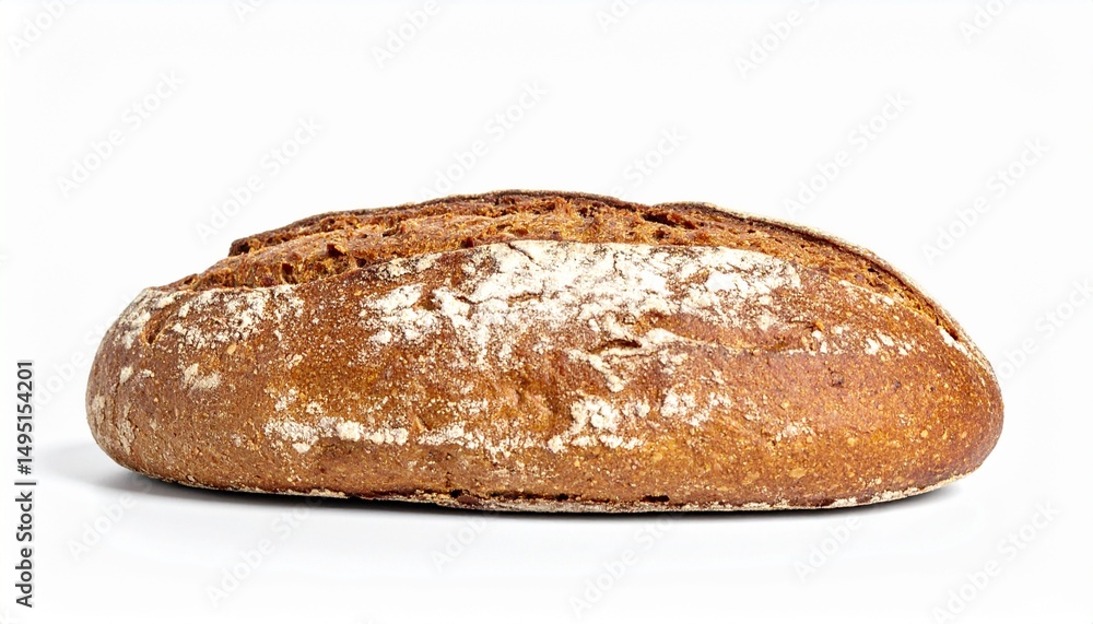 Rye bread loaf on white background with full depth of field for Nordic cuisine or healthy food concept Rye bread loaf on white background with full depth of field for Nordic cuisine or healthy food concept