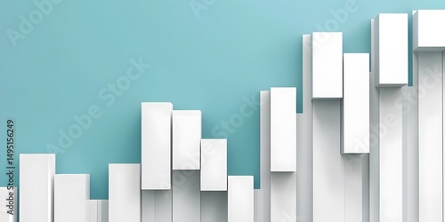 Abstract geometric design with ascending white shapes.