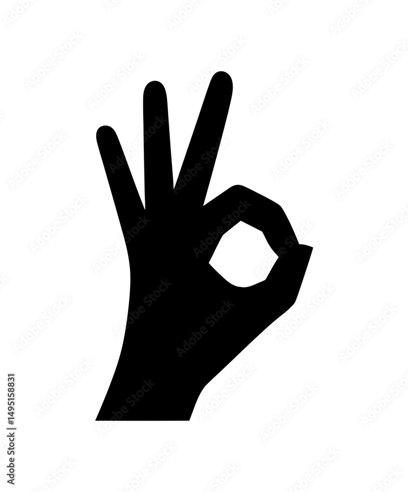 Ok hand gesture vector perfect symbol black sign Ok hand gesture vector perfect symbol black sign