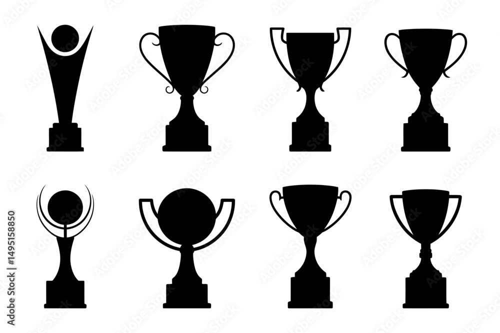 Trophy award silhouette vector design collection Trophy award silhouette vector design collection