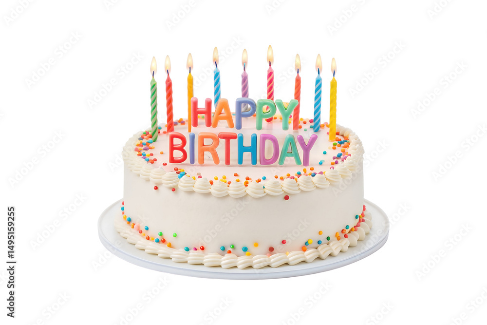 A delicious birthday cake with candles and sprinkles celebrating a special day transparent background A delicious birthday cake with candles and sprinkles celebrating a special day transparent background