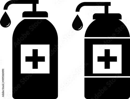 hand sanitizer bottle icon.  washing gel. Disinfection symbol. Waterless hand cleaner.  medical and healthcare. infection control concept. Disinfectant spray
