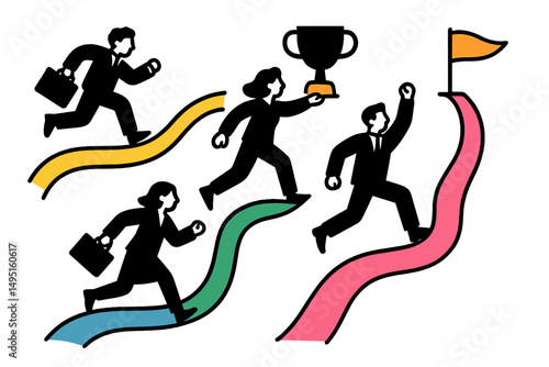 Business professionals striving for success in a modern vector illustration of achievement and teamwork