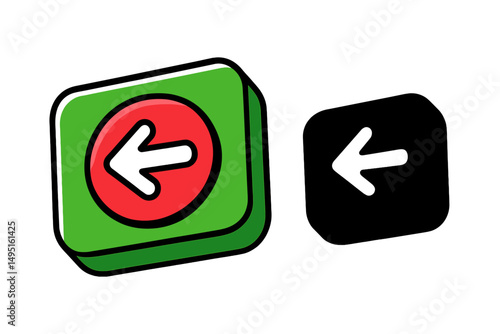 Modern vector illustration of directional arrow buttons in contrasting styles and colors for intuitive navigation design