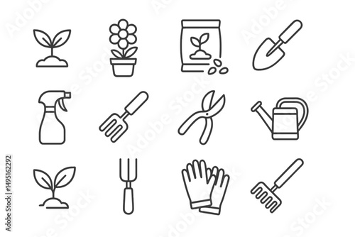 Modern vector illustration of gardening tools and plants for a vibrant outdoor activity theme