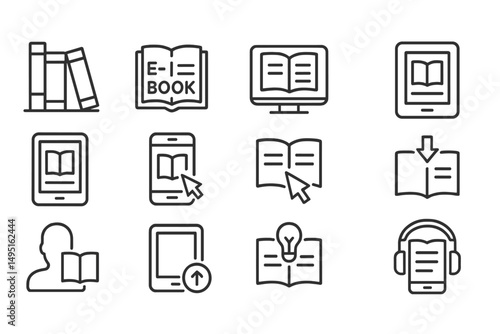 Modern vector illustration showcasing digital reading options across various devices and formats for book lovers