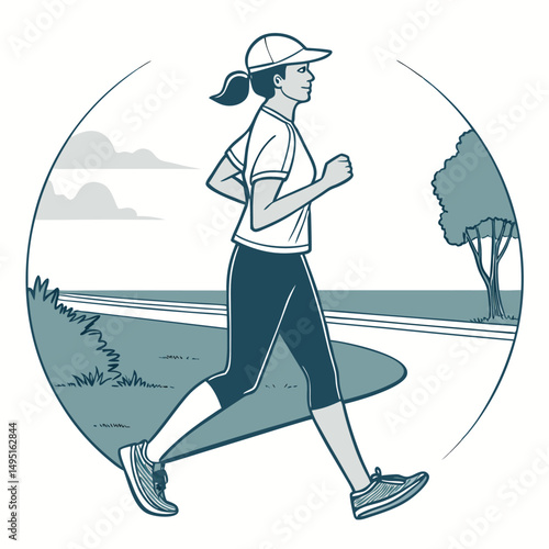 a person jogging in the early morning