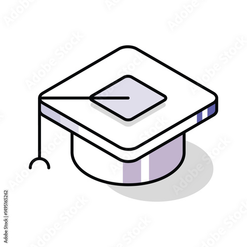 A well crafted isometric icon of mortarboard cap