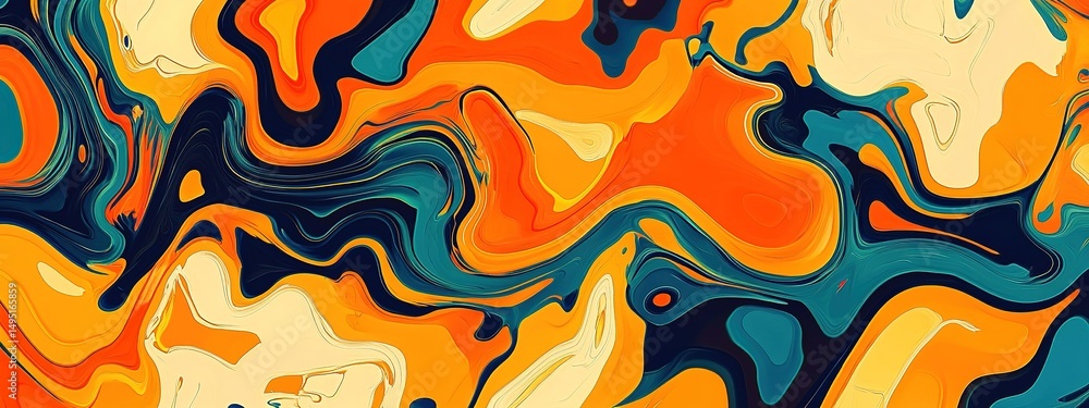 Obraz premium Abstract Painting Color Texture With Orange and Teal Colors Modern Futuristic Pattern Colorful Background 
