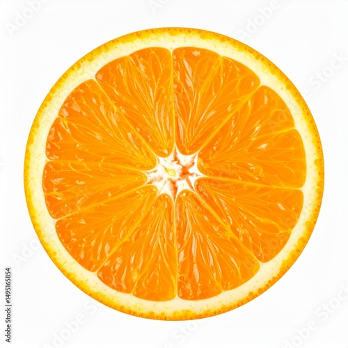 Sliced orange citrus fruit on white background with full depth of field for food styling or vitamin concept