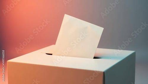 Isolated image of ballot box with cast ballot , polling, ballot, election