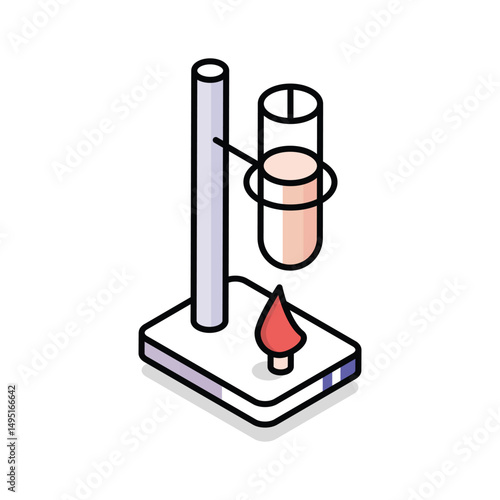 A well crafted isometric outline icon of retort stand