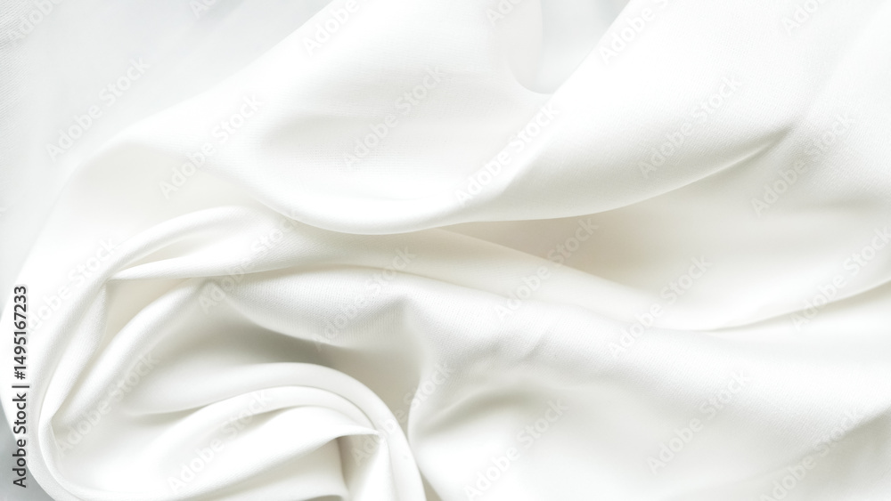 Naklejka premium Delicate wrinkled white silk with airy folds and minimalistic shine