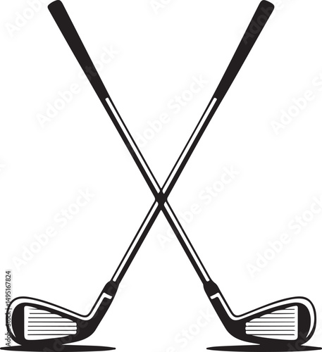 Pair of iron or wedge golf club flat vector icon for sports apps and websites