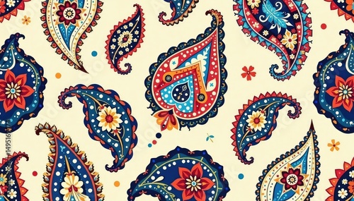 Subtle paisley motif, seamlessly repeating in soft color tones , motif, elegant