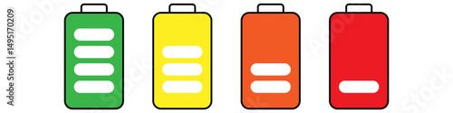 Battery charge icon vector set. indicator battery illustration sign collection. accumulator symbol or logo.
