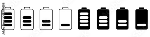 Battery charge icon vector set. indicator battery illustration sign collection. accumulator symbol or logo.