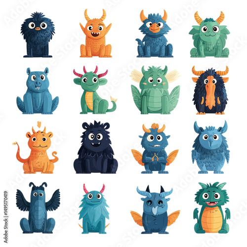 Adorable monster stickers colorful cartoon creatures for kids