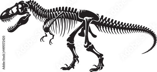 T rex dinosaur skeleton negative space silhouette illustration