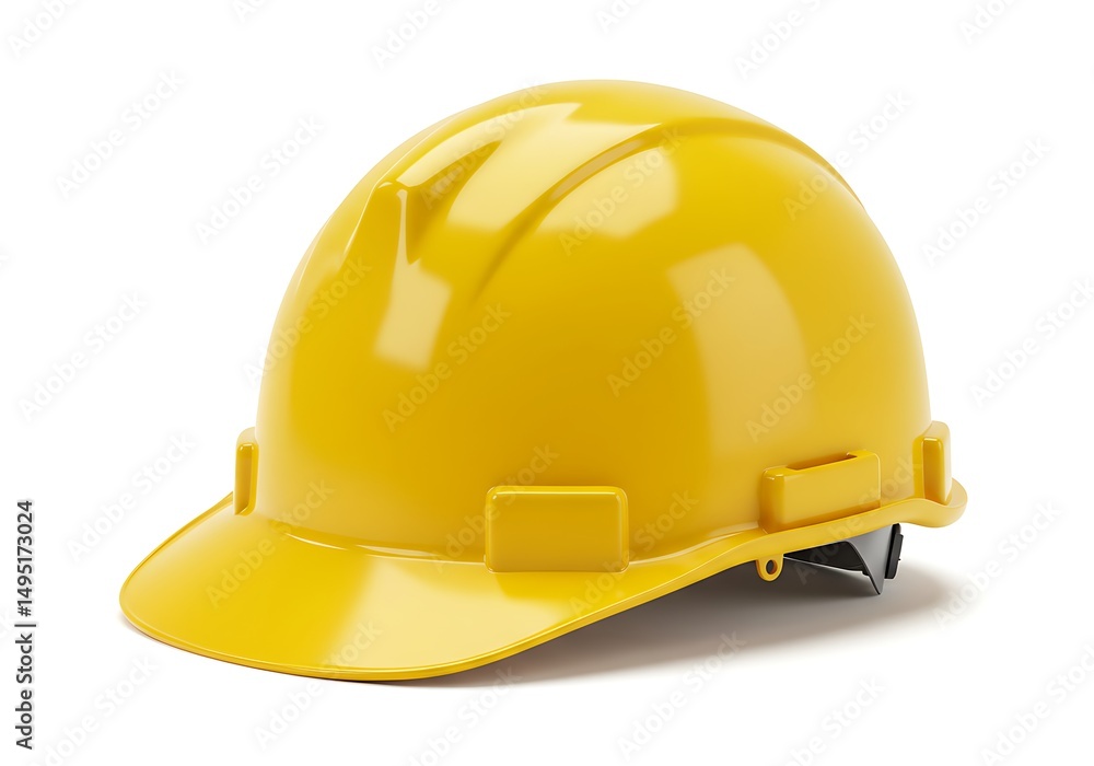 Fototapeta premium Isolated yellow hard hat on a white background, safety equipment for construction