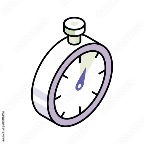 A premium isometric icon of digital stopwatch timer