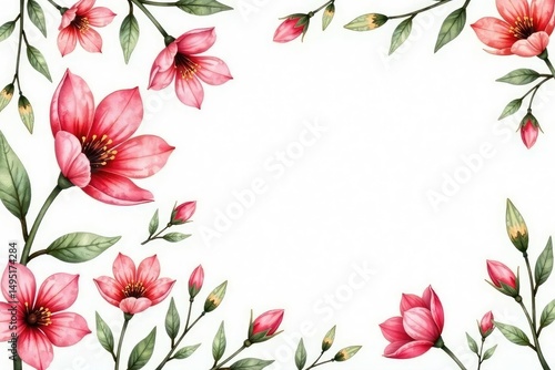 Wallpaper Mural Delicate watercolor floral pattern on white background, design, pattern Torontodigital.ca