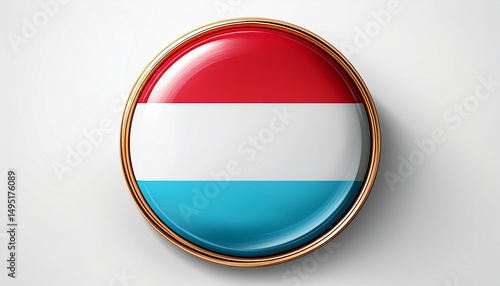 Free Download Runder Button mit Flagge von Luxemburg – 3D gerendert, glänzender Stil, isoliert auf Weiß - GFXLoad