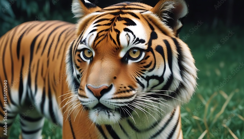 Fototapeta premium Majestic Bengal Tiger Portrait: Captivating Gaze in Natural Habitat