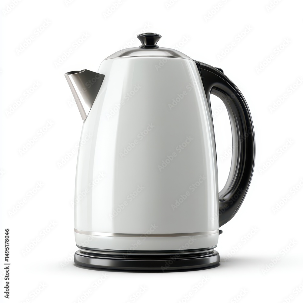 Fototapeta premium Electric Kettle Modern Design, White Finish, Perfect for Kitchen