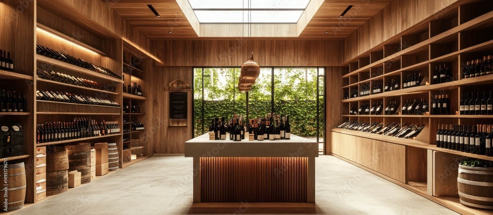 Fototapeta premium Modern Wine Cellar Design: A Luxurious Haven for Wine Enthusiasts
