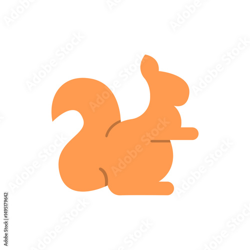 Symmetrical rendition of stylized squirrel figure with elongated tail silhouette