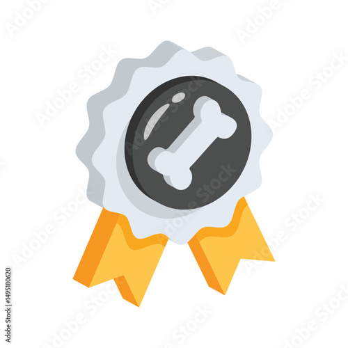 Check out this 2d icon of dog badge with a bone on it