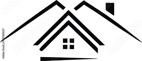 Modern stylized house outline vector logo design with basic roof and walls