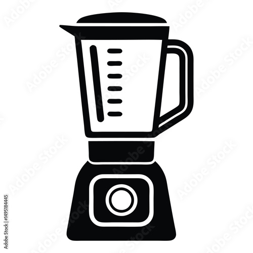 Silhouette of a blender, Black-and-white illustration of a countertop blender with a handle. Perfect for a kitchen