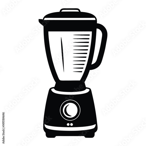 Silhouette of a blender, Black-and-white illustration of a countertop blender with a handle. Perfect for a kitchen