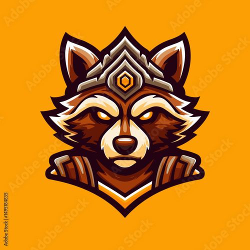 Stylized mascot logo featuring a fierce raccoon design, showcasing intricate details and bold colors for an esports team