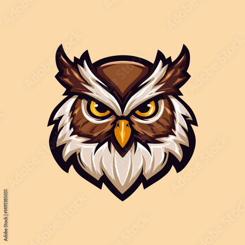 Unique esports logo featuring an aggressive owl design with bold colors and striking features for competitive gaming teams