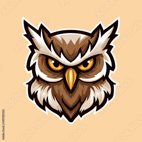 Intricate esports logo featuring an intense owl character with sharp features and a fierce expression designed for competitive gaming