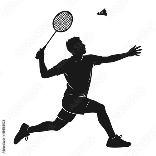 Badminton player black logo silhouette vector