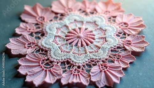 Intricate floral lace doily, delicate texture, floral, delicate