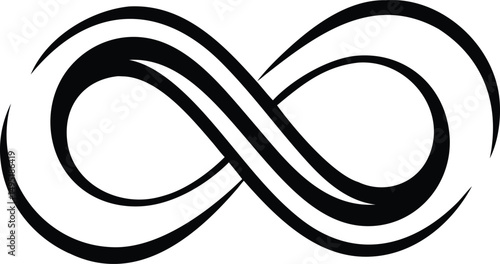 Simple monoline black infinity symbol logo design for branding concept