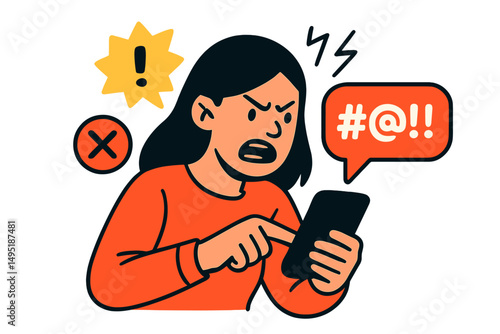 Frustrated woman reacting to a smartphone notification in a modern digital environment