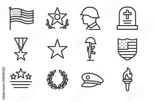 Celebrating bravery through modern vector illustrations of military symbols and honors in a patriotic theme