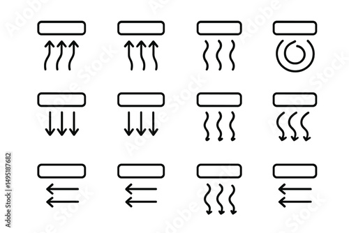 Modern vector illustration depicting various line and shape patterns in a sleek arrangement showcasing movement and flow dynamics
