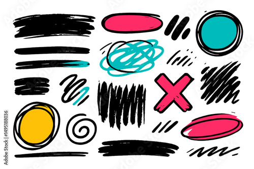 Dynamic modern vector illustration featuring abstract shapes, lines, and colors used for creative design