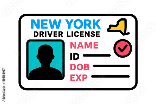 Digital representation of a New York driver license showcasing essential identification details and design elements