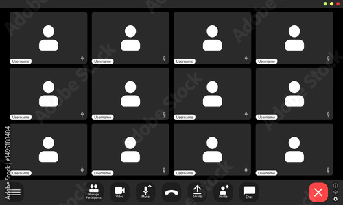 Multiple user profiles displayed on a virtual meeting interface.