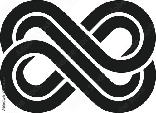 Monoline style infinity symbol logo design with simple intertwined shape
