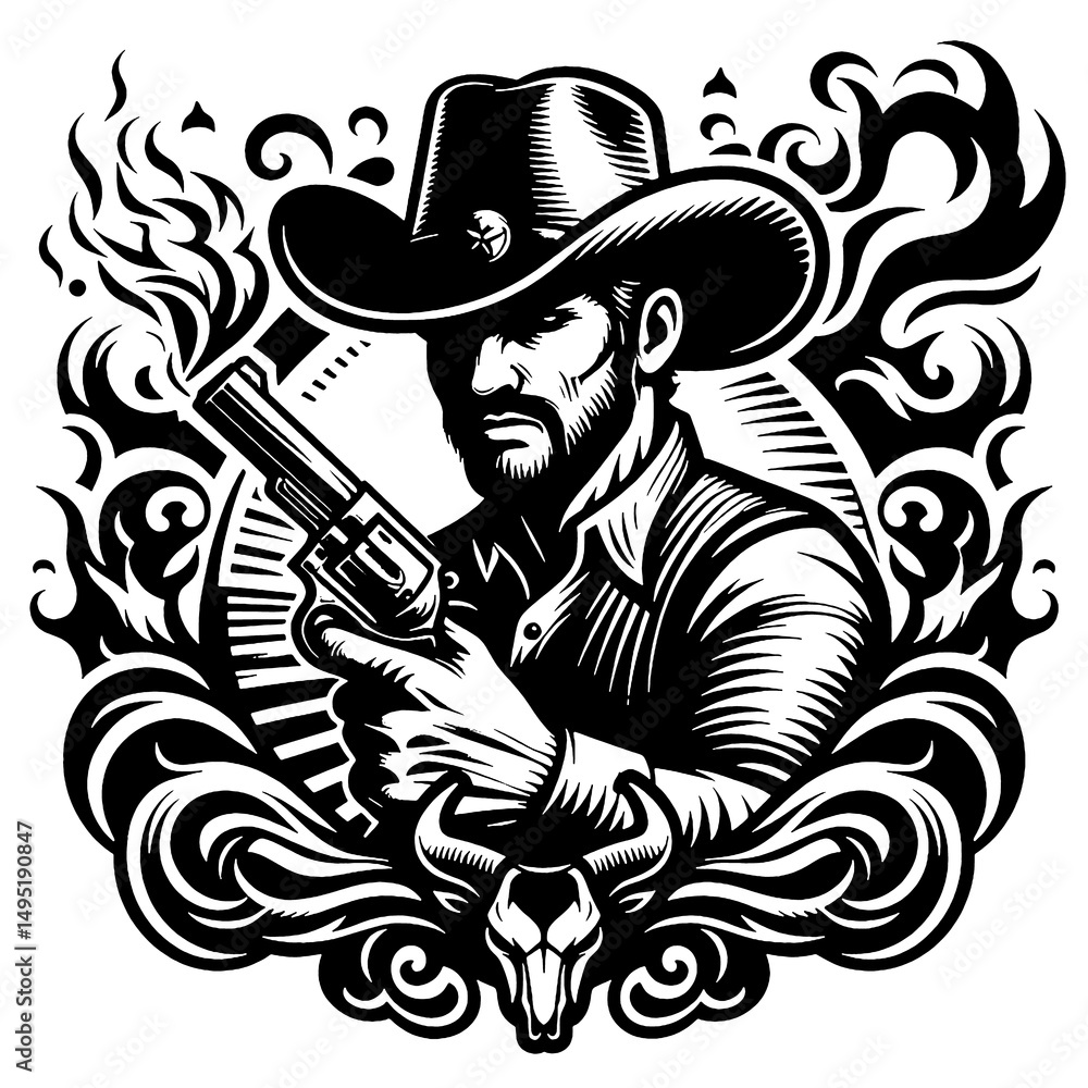 Naklejka premium cowboy with gun